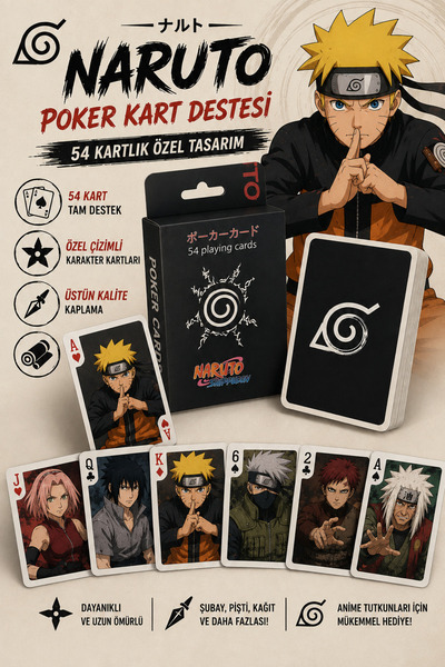 FG KONNİCHİWA Naruto Playing Cards High-Quality Print Collection Item 52 Deck