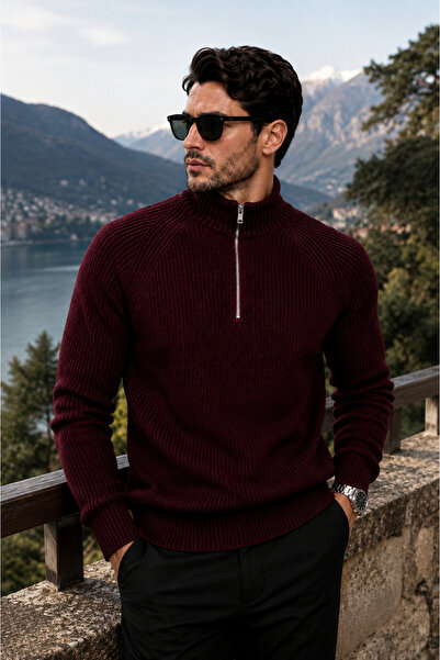 H&E LUXURY DESIGN Men's Half-Zip Sweater