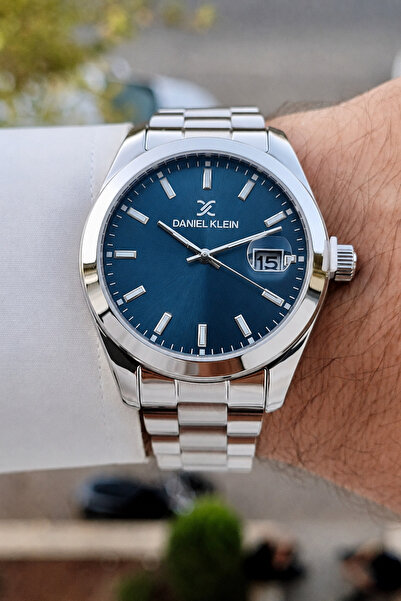 Daniel Klein Men's Wristwatch with Dial Blue Cord Metallic Color 2 Years Warr...