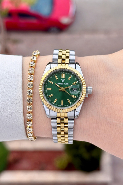 Daniel Klein Kadranı Yeşil Kordonu Sarı Silver Renk 28 Mm 24 Ay Garantili Kad...