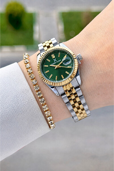 Daniel Klein Kadranı Yeşil Kordonu Gold Gümüş Renk 28 Mm Hediye Paketli Kadın...