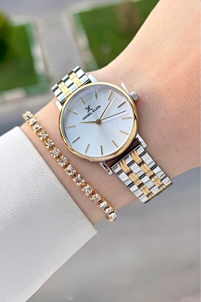 Daniel Klein Gold Silver Color 30 mm Women's Wristwatch and Bracelet with Gif...