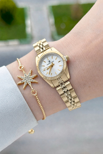 Daniel Klein Gold Color 22.5 mm Women's Wristwatch and Bracelet with Gift Pac...