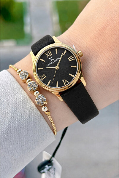 Daniel Klein Kasa Gold Cord Black Color 28 mm Women's Wristwatch with Gift Pa...