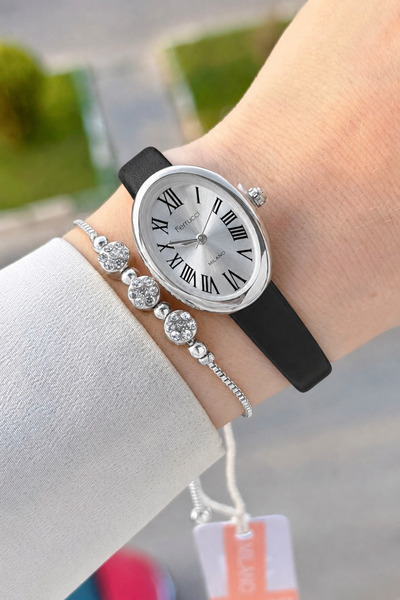 Ferrucci Silver Strap Black Color Gift Packaged 22 mm 5 Atm Women's Wristwatch