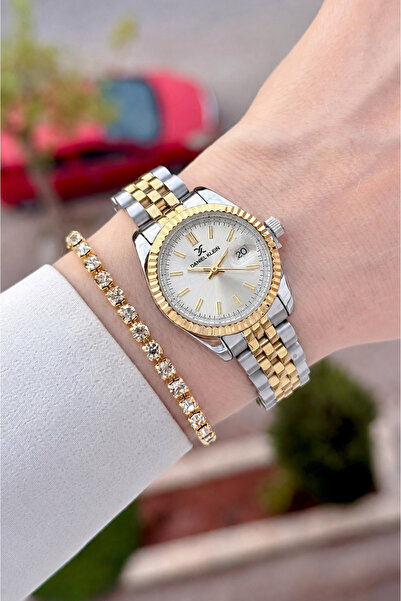 Daniel Klein Gold Gray Color 28 mm Women's Wristwatch and Bracelet Same as Pi...