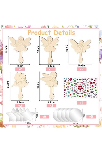Choice 1 10pcs/set Fairy Wooden Mirrors DIY Paint Hand Mirror with Rhinestone...