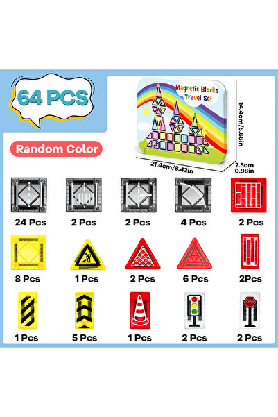 Choice 64PCS 32/64/58PCS Magnetic Road Construction Set Toys For Kids Gift Ma...