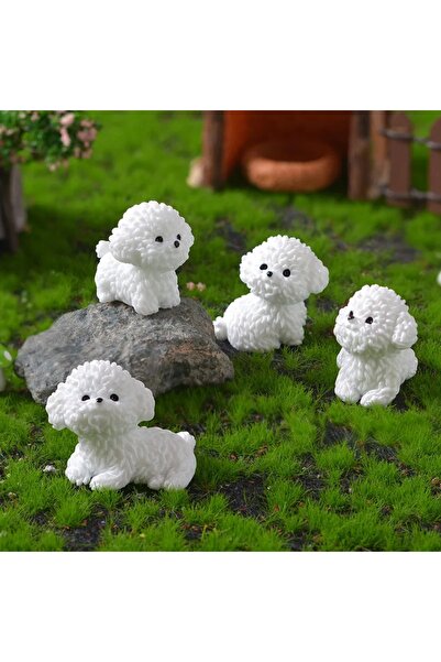 Choice 4pcs set Mini Cute Bichon Frise Dog Figurines Miniature Craft Fairy Ga...