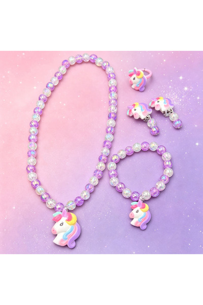 Choice8 Purple unicorn 1 Set Handcrafted Unicorn Kids Beaded Jewelry Set Cute...