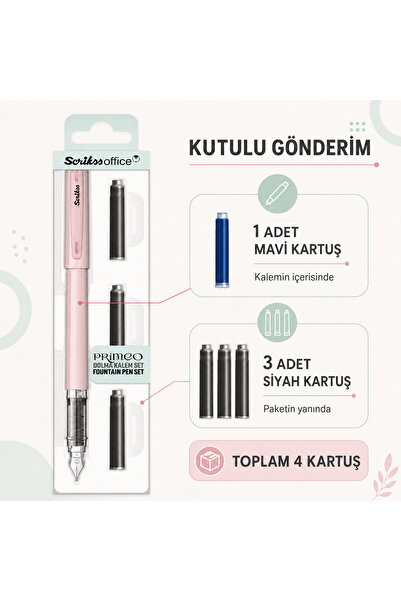 Scrikss WizDesign Primeo Dolmakalem Set M Uç Pembe (3'lü Siyah Kartuş)