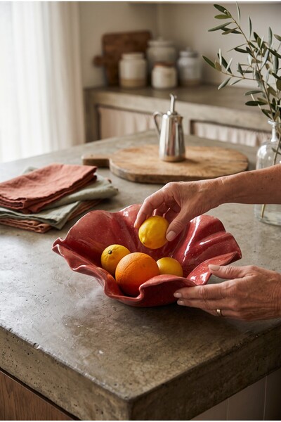 DESIGN2507 Design 25.07 - El Yapımı Dalgalı Form Seramik Meyve ve Sunum Kasesi