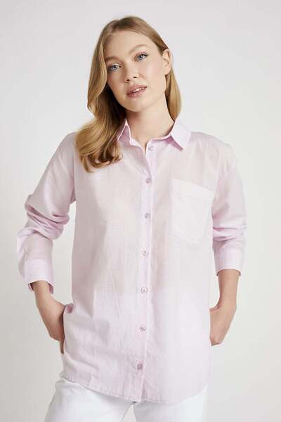 armalife 0468 Pocket Detail Comfortable Fit Cotton Voile Women's Shirt
