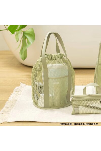 choice2 green Large Capacity Travel Cosmetic Bag Organizer Foldable Mesh Nylo...