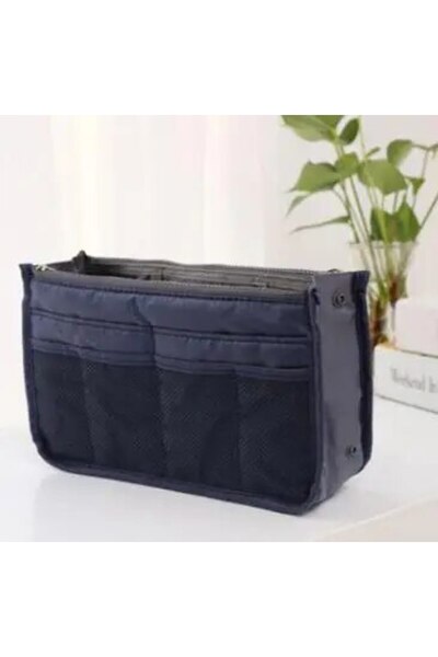 choice2 M Dark blue Multi Functional Large Capacity Makeup Bag Portable Doubl...