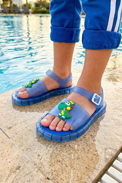 GEZER Yazlık Erkek Çocuk Suni Deri Işıklı Rahat Taban Ayarlanabilir Dino Sand...