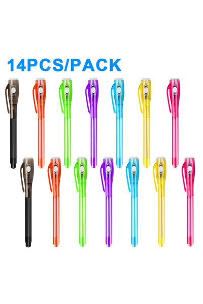 Choice 14pcs mix color 14pcs Invisible Ink Pen Spy Pen with UV Light Magic Ma...