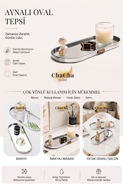 ChaCha Home Nordic Luxury Mirrored Decorative Presentation Tray |   Home Deta...