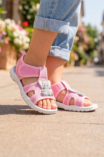 GEZER Girl's Ankle Velcro Adjustable Pvc Comfortable Flexible Sole Daily Sandals