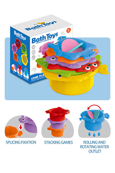 Choice 023-7 Baby Bath Toys, Stacking Cup Toddler Toy Random Colors Ocean Sta...