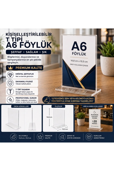 Föylük A6 BOYUTUNDA T TİPİ DİKEY FÖYLÜK(ŞEFFFAF PLEKSİ)(KİŞİSELLEŞTİRİLEBİLİR)