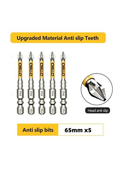 Choice4 Deli 5pcs 65mm 5PCS Ph2 Non-slip Cross Screwdriver Bits Set High Hard...