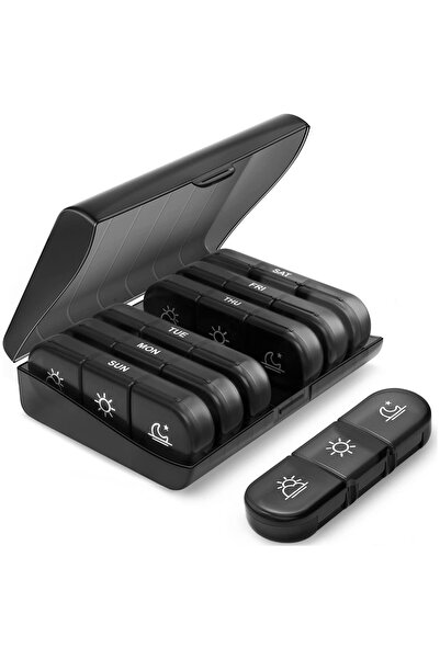 Choice BlackBlack Pill Box 7 Days Organizer 21 Grids 3 Times One Day Portable...