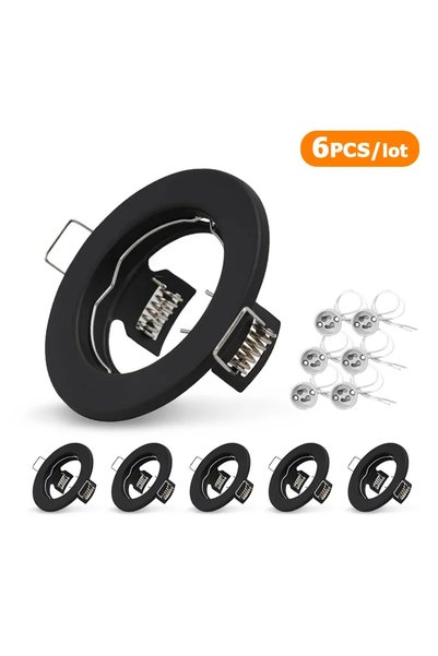 Choice إطار إضاءة سقف LED غائر أسود وGU10، 6 قطع، تركيبات سقف LED غائرة GU10 ...