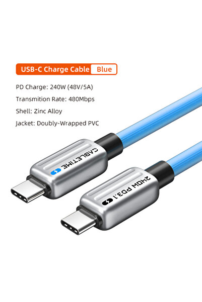 Choice5 2m Blue CABLETIME USB C Cable PD240W Fast Charging Cable Type C Cable...