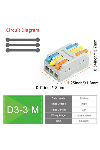 Choice11 10 قطع D3-3M 10/50 قطعة موصلات أسلاك صغيرة سريعة مدمج مدمجة مع صامول...