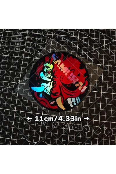 Choice B Cyber Samurai Oni Mask Stickers Holographic Waterproof Vinyl Decals ...