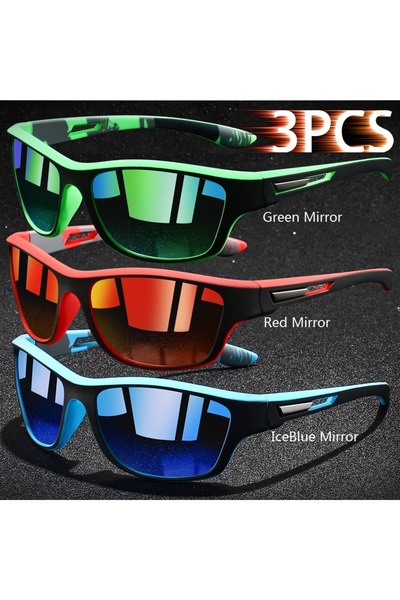 choice2 Green-Red-IceBlue 3PCS Fashion Camouflage Square Sunglasses for Men W...