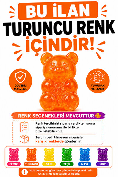 ZİVENTA Ayıcık Squishy Stres Oyuncağı Sık Bırak Yumuşak Esnek Jel Oyuncak Ren...