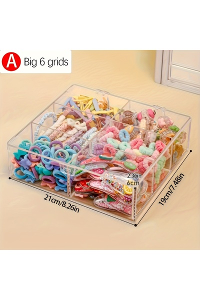 Choice 6grids-Transparent 1pc Transparent Acrylic 6-Grid/8-Grid Hair Accessor...
