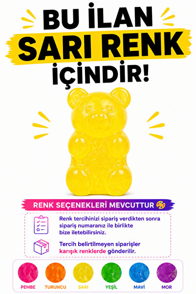 ZİVENTA Ayıcık Squishy Stres Oyuncağı Sık Bırak Yumuşak Esnek Jel Oyuncak Ren...