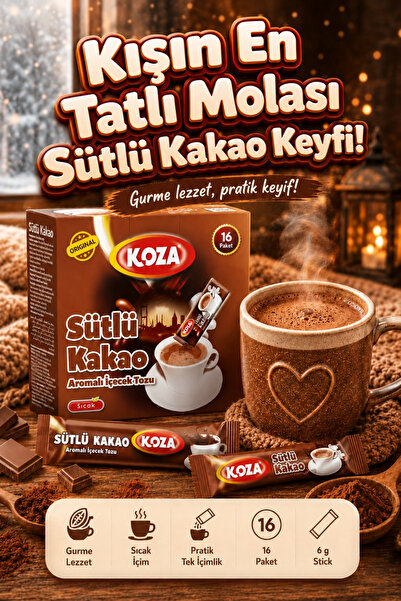 Koza Gurmelerin Seçimi Pratik Lezzet Sütlü Kakao Aromalı Tek İçimlik Sütlü Ka...