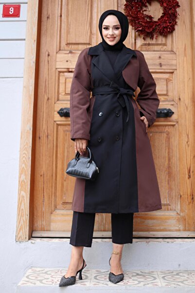 MİSSKAYLE Garnished Front Trench Coat Brown 4434