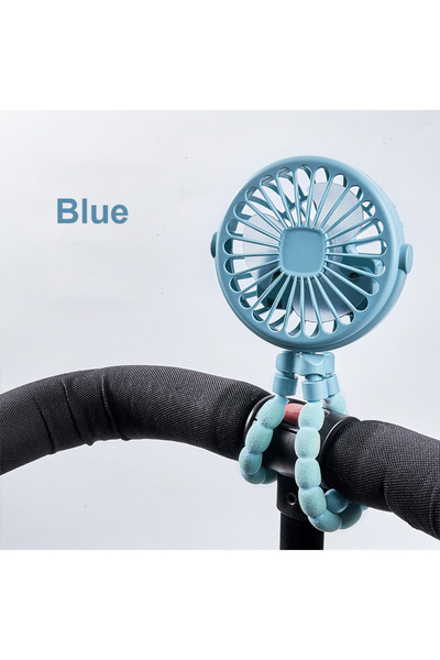 Choice1 Blue Portable Fan Mini Clip Fan Stroller Fan 360° Rotate Flexible Tri...