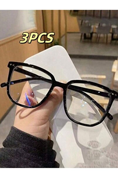 Choice1 3PCS-black 1/2/3 Pairs of Universal Fashion Glasses, Square-Framed Gl...