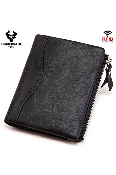 Choice black HUMERPAUL Classic Style Wallet Top Grain Leather Bifold Holder P...