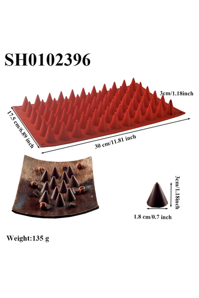 Choice SH0102396 66-Cells Cone Chocolate Baking Mold Food Grade Silicone Choc...