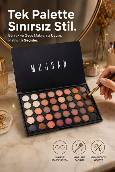 Makeuptime 40'lı Renkli Göz Farı Palet+far Fırça Seti