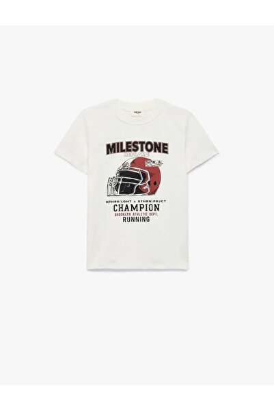 Koton Printed Short Sleeve Crew Neck Cotton T-Shirt