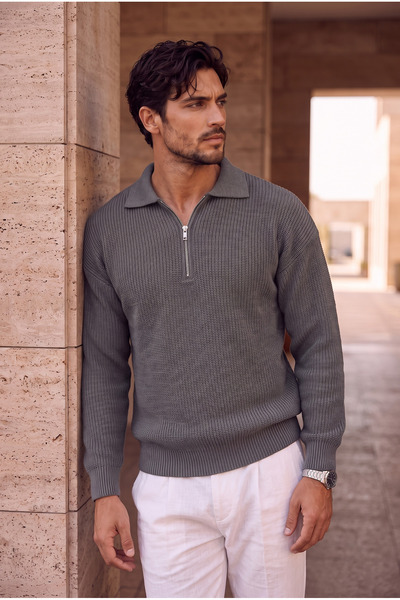 Valiberta Gibson Oversize Half Zip Shirt Polo Neck Thessaloniki Knitted Men's...