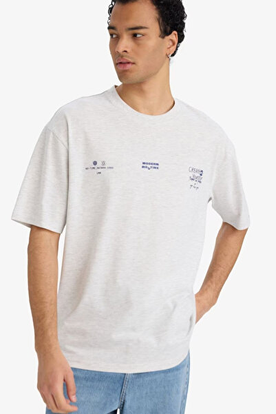 DeFacto 100% Cotton Boxy Fit Printed T-Shirt F8120AX26SP