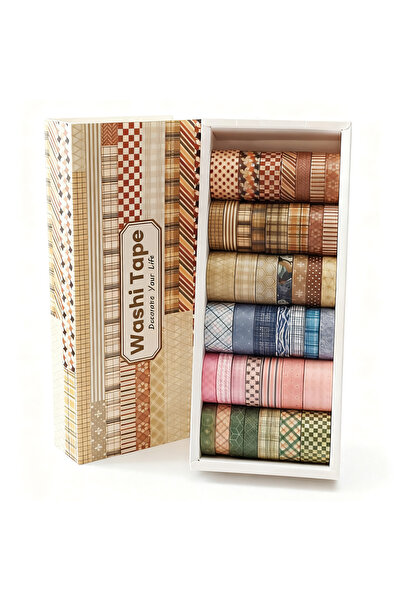 Choice Checkered Tape Random Cover 42Rolls Checkered Washi Tape Set, Brown De...
