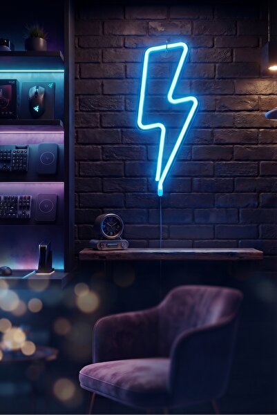 Primo Plus لافتة نيون LED بإضاءة صاعقة، أزرق، 35.8 سم
