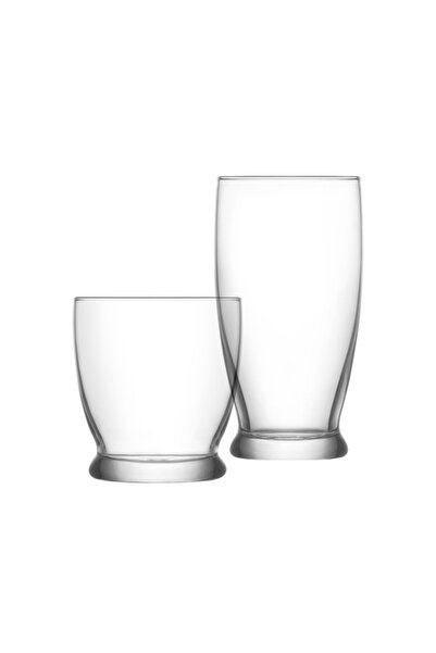LAV Set de 12 pahare din sticlă Roma (6 pahare pentru băuturi răcoritoare, 6 ...