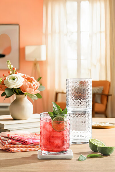 LAV Tessa Cam Meşrubat Bardağı 6'lı 500 ml (Büyük Su/Kokteyl Bardağı)