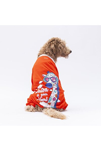 Pawstar Turuncu Giraffe Orta ve Büyük Irk Köpek Pijaması - Köpek Tulumu - Köp...